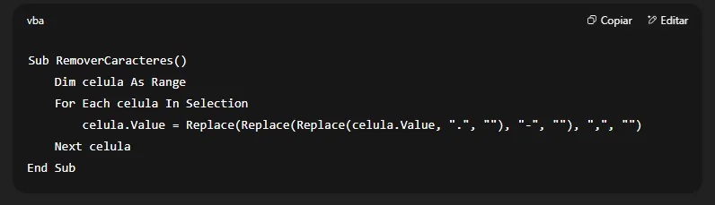Como remopver pontos e traços no Excel