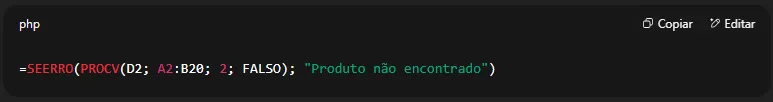 Se erro no procV
